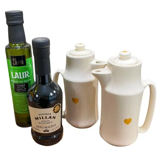 combo aceiteras de ceramica y productos laur 